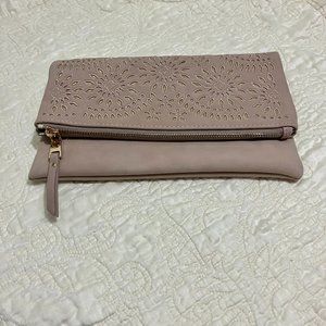 Like New Urban Expressions Vegan Fold Over Beige and Gold Clutch